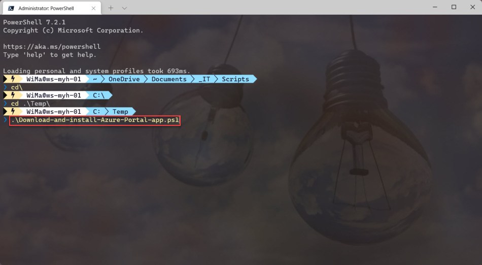 Download and install the Azure Portal app with PowerShell – Wim Matthyssen