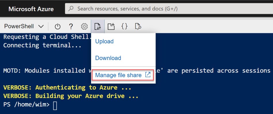 Upload and run an Azure PowerShell script from your clouddrive in Azure ...