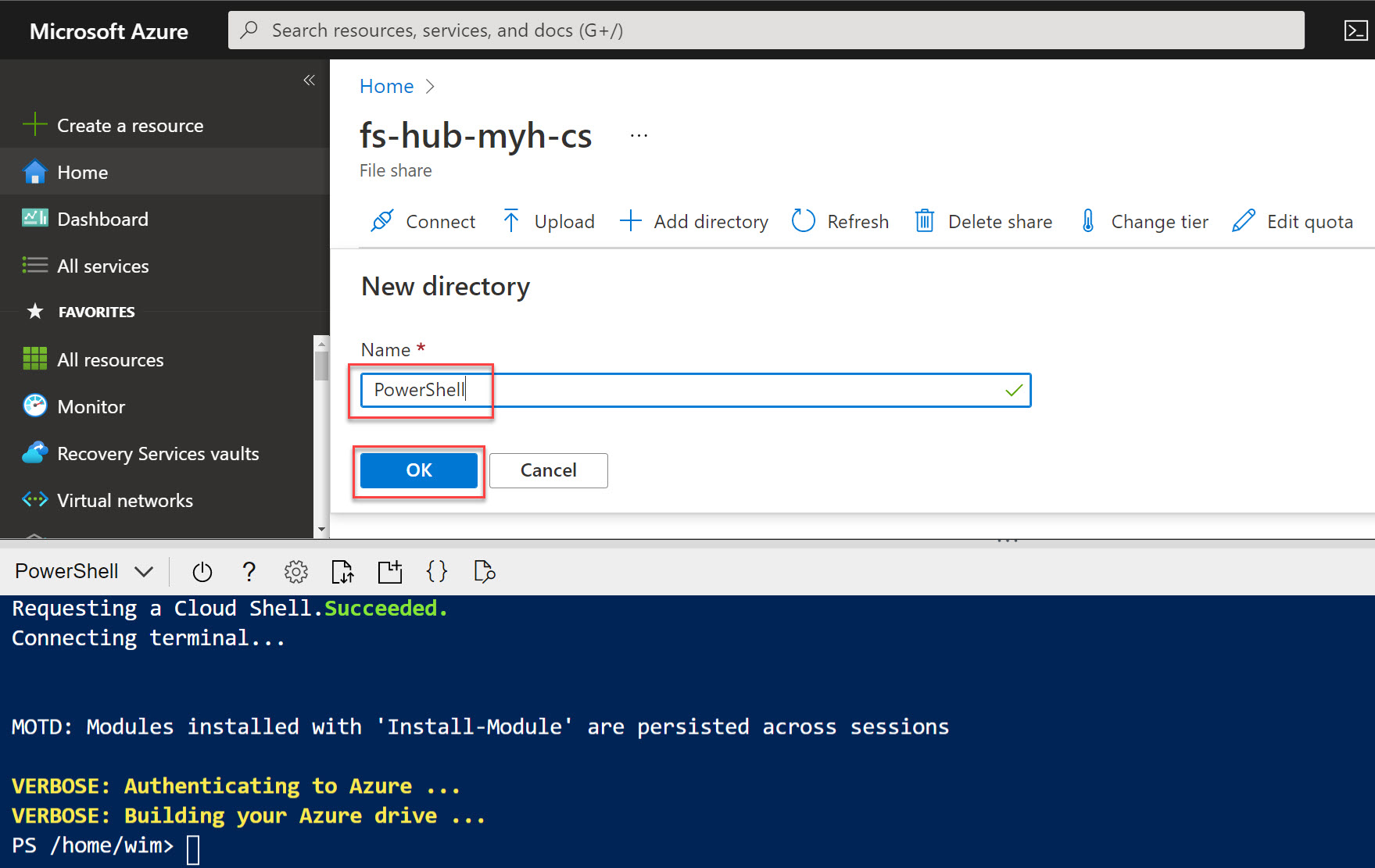 Upload and run an Azure PowerShell script from your clouddrive in Azure ...