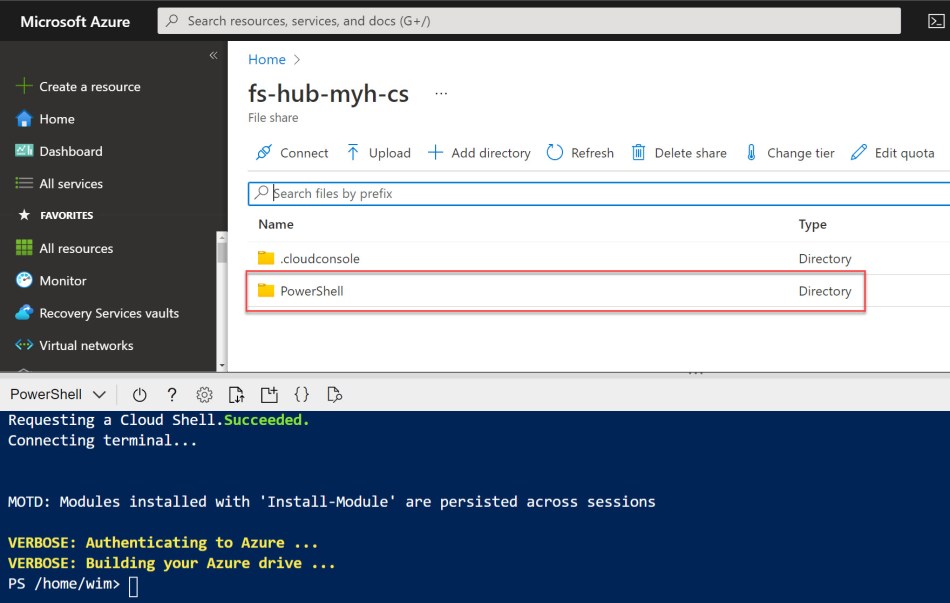 Upload and run an Azure PowerShell script from your clouddrive in Azure ...