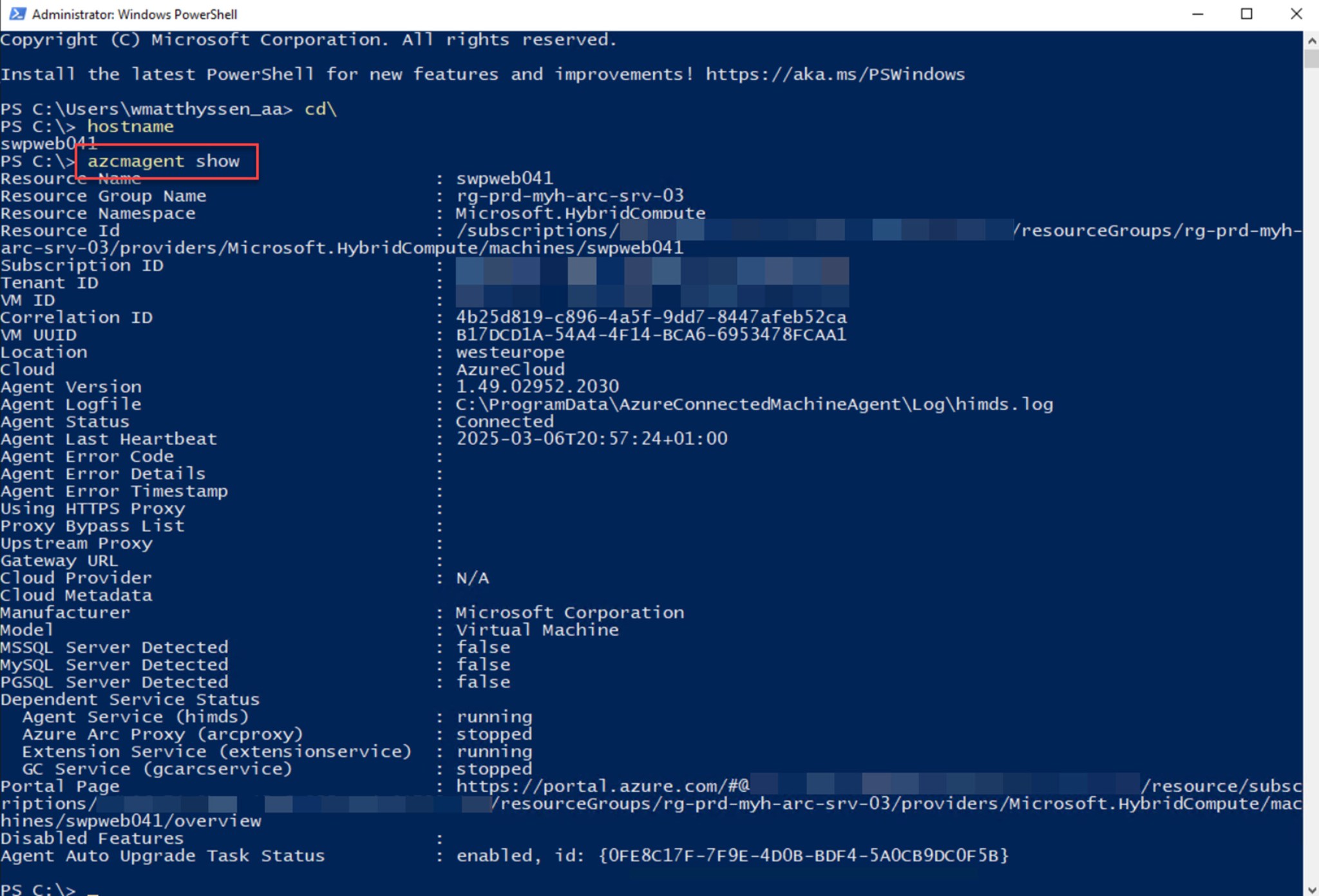 Azure Arc Verify Azure Arc Connect Machine agent and specific Arc