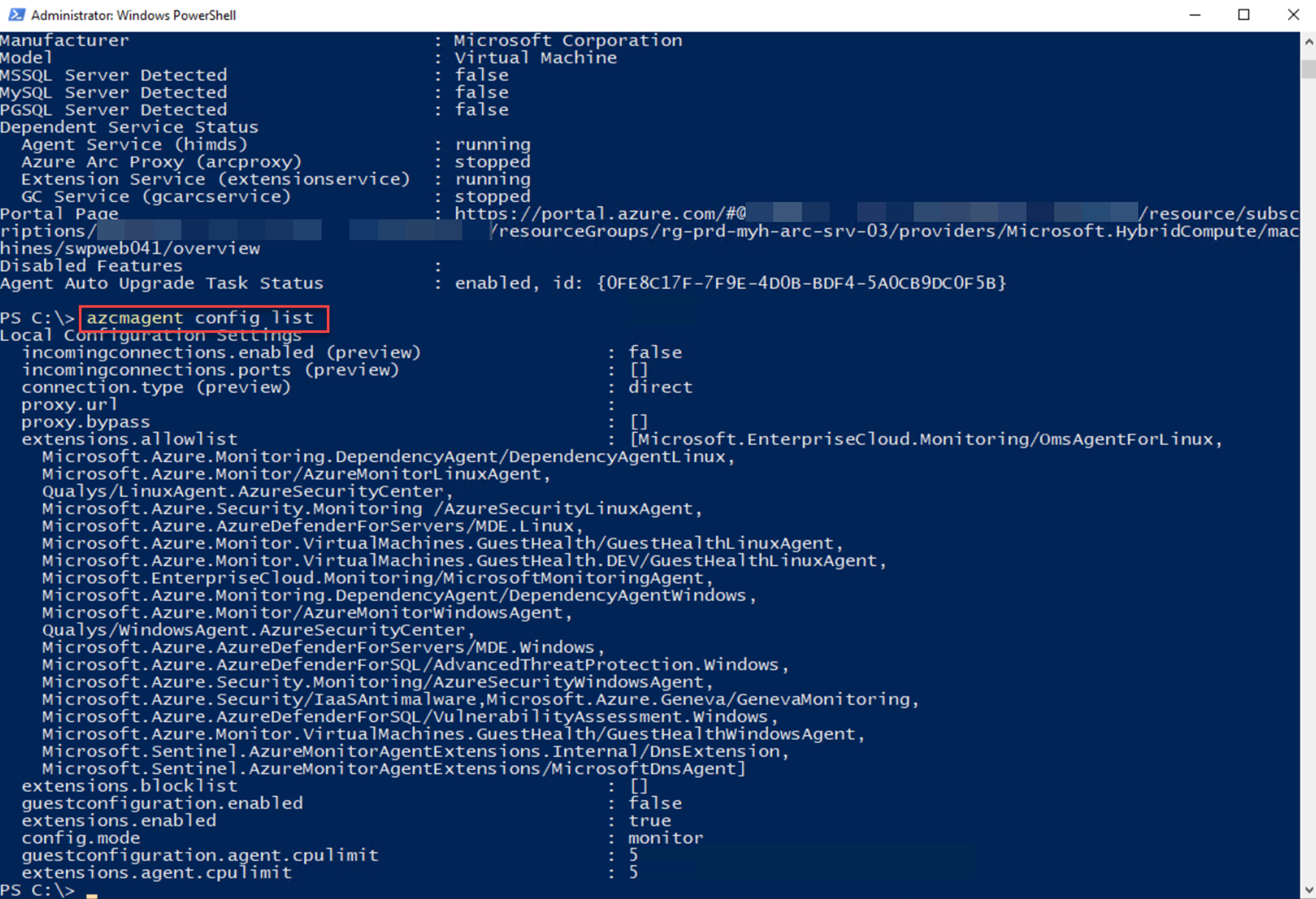 Azure Arc: Verify Azure Arc Connect Machine agent and specific Arc