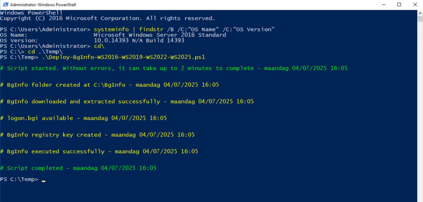 PowerShell script: BgInfo deployment script for Windows Server 2025 ...