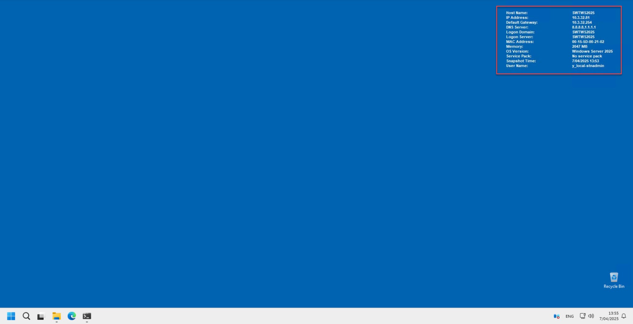 PowerShell script: BgInfo deployment script for Windows Server 2025 ...