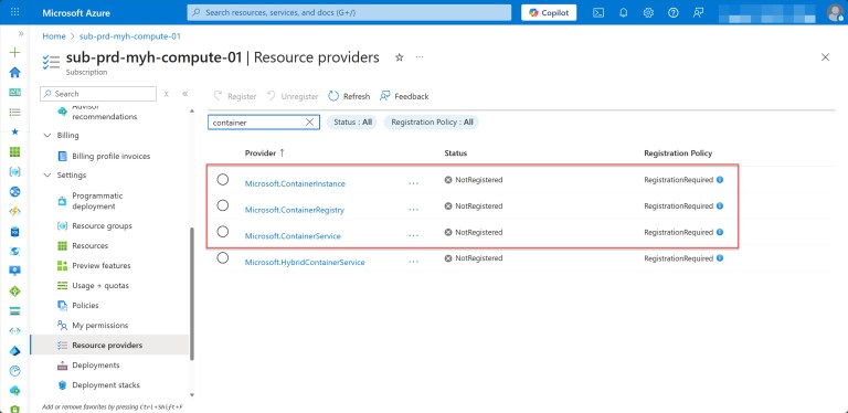 How to register all required Azure Compute resource providers with ...