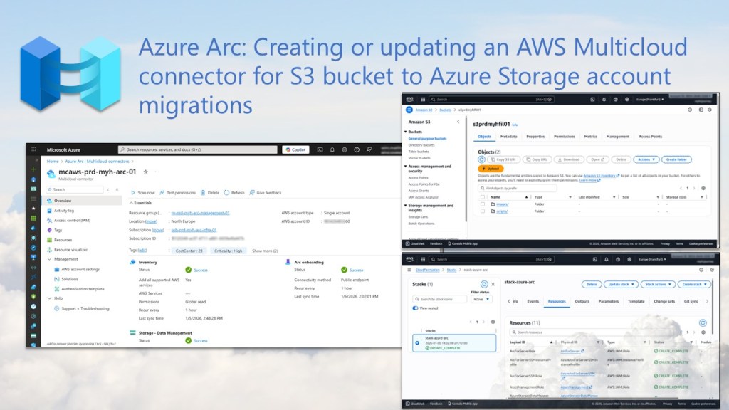 Azure Arc: Creating or updating an AWS Multicloud connector for S3 ...