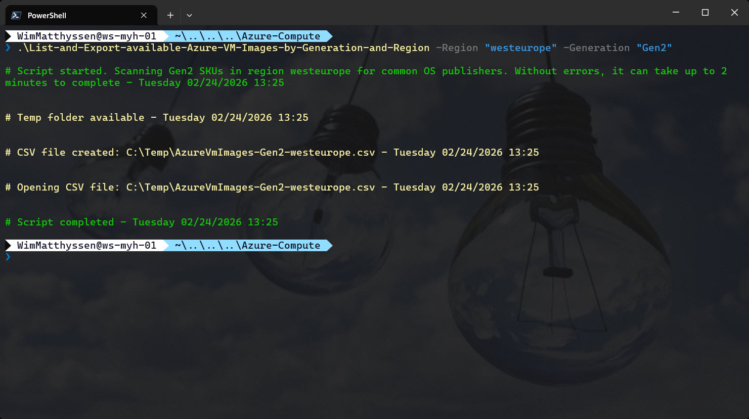 How to List and Export Available Azure VM Images by Generation and